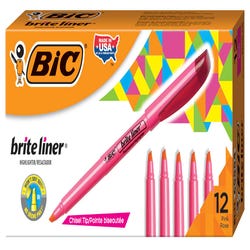 Image for BIC Brite Liner Pocket Style Highlighter, Chisel Tip, Fluorescent Pink, Pack of 12 from School Specialty