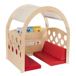 Image for Childcraft Reading Nook, Tan/Red Canopy with Red Cushions, 49-1/2 x 37 x 50 Inches from School Specialty