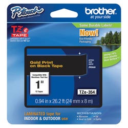Image for Brother P-touch Tze Laminated Tape Cartridge, 1 Inch x 26 Feet, Gold/Black from School Specialty
