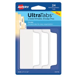 Image for Avery Repositionable UltraTabs, 3 x 1-1/2 Inches, White, Pack of 24 from School Specialty