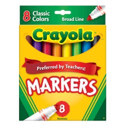 Image for Crayola Markers, Broad Line, Assorted Classic Colors, Set of 8 from School Specialty