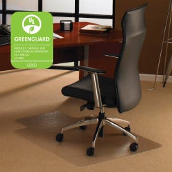 Image for Floortex Low/Medium Pile Polycarbonate Chair Mat, Lip 20 x 10 Inches, 48 x 53 Inches, Clear from School Specialty