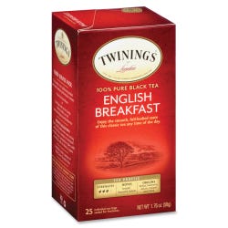 Twinings English Breakfast Black Tea, 1.76 oz, Pack of 25, Item Number 1561553