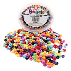 Image for Hygloss Pony Bead, 6 x 9 mm, Assorted Bright Colors, Pack of 1000 from School Specialty