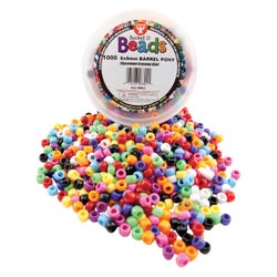 Hygloss Pony Bead, 6 x 9 mm, Assorted Bright Colors, Pack of 1000 Item Number 005838