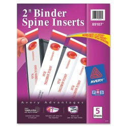 Image for Avery Customizable Binder Spine Insert, 2 Inches, White, Pack of 20 from School Specialty