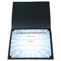 Image for Achieve It! Congratulations Award Covers, Linen, Black, Pack of 25 from School Specialty