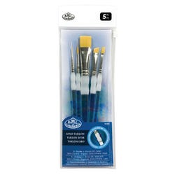 Royal & Langnickel Soft Grip Beginner Golden Taklon Fiber Paint Brush Set, Assorted Size, Set of 5 Item Number 408546