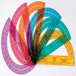 School Smart 180 Degree Protractor, 6 Inches, Transparent Assorted Colors 336910