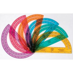 School Smart 180 Degree Protractor, 6 Inches, Transparent Assorted Colors 336910