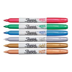 Sharpie Metallic Permanent Markers, Assorted Colors, Set of 6 Item Number 2006144
