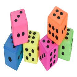 Image for Sportime Neon Foam Dice, 3 Inches, Set of 6 from School Specialty
