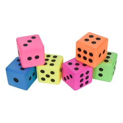 Image for Sportime Neon Foam Dice, 3 Inches, Set of 6 from School Specialty