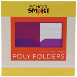 School Smart 2-Pocket Poly Folders, Purple, Pack of 25 2019643