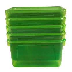 Image for School Smart Storage Tray, 7-7/8 x 12-1/4 x 5-3/8 Inches, Translucent Green, Pack of 5 from School Specialty