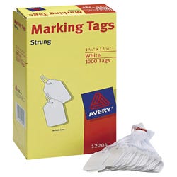 Image for Avery Cotton Polyester Smooth Surface Strung Marking Tag with String, 1-3/4 X 1-3/32 Inches, White, Pack of 1000 from School Specialty