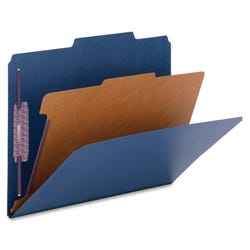 Image for Smead SafeSHIELD Pressboard Classification Folder, Letter Size, 2 Inch Expansion, 1 Divider, Dark Blue, Pack of 10 from School Specialty