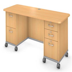 Image for Fleetwood Mobile Teacher Desk, 66 x 26 x 29 Inches, Fusion Maple from School Specialty