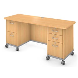 Image for Fleetwood Mobile Teacher Desk, 66 x 26 x 29 Inches, Fusion Maple from School Specialty