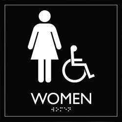 Lorell Restroom Sign, Accessible, 8 x 8 x 0.6 Inches, Black, Each, Item Number 2025884