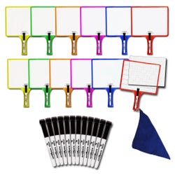 Image for KleenSlate Customizable Rectangular Dry Erase Board Kit with Clear Dry Erase Sleeves, Pack of 12 from School Specialty