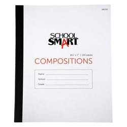 School Smart Stitched Cover Composition Book, No Margin, 8-1/2 x 7 Inches, 24 Sheets 085305