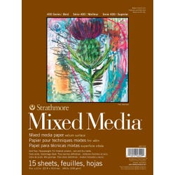 Strathmore 400 Series Mixed Media Pad, 9 x 12 Inches, 184 Pound, 15 Sheets Item Number 1540345