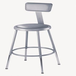 Image for National Public Seating Heavy Duty Vinyl Padded Steel Stool With Backrest, 30 Inch, Gray from School Specialty