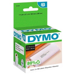Image for DYMO LabelWriter Address Labels, 1-1/8 x 3-1/2 Inches, White, 130 Labels/Roll, Box of 2 from School Specialty