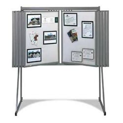 Image for Multiplex Floor Straight Line Swinging Display Panel - 10 Panels, 30 X 40 in, Metal Frame, Gray Frame from School Specialty