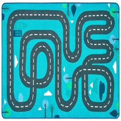 Carpets for Kids Tranquil Traveling Road Play Rug, 6 Feet x 9 Feet, Rectangle, Blue, Item Number 2101461
