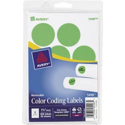 Image for Avery Printable Color Coding Labels, 1-1/4 Inch Diameter, Neon Green, Pack of 400 from School Specialty