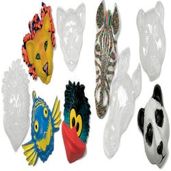 Image for Roylco Make-A-Mask Animal Masks, Plastic, 8 x 6-1/2 x 2-1/2 Inches, Clear, Set of 5 from School Specialty