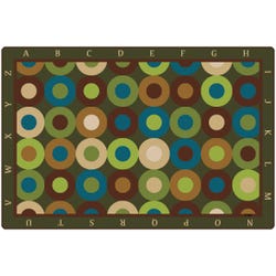 Carpets for Kids Calming Circles Carpet with Alphabet, 4 x 6 Feet, Rectangle, Nature Colors, Brown, Item Number 1411514