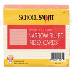 Image for School Smart Ruled Index Cards, 3 x 5 Inches, Salmon, Pack of 100 from School Specialty