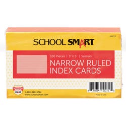 Image for School Smart Ruled Index Cards, 3 x 5 Inches, Salmon, Pack of 100 from School Specialty