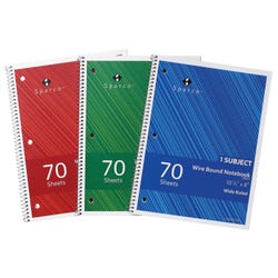 Image for Sparco Wirebound Notebook, 8 x 10-1/2 Inches, 1 Subject, Wide Ruled, 70 Sheets, Pack of 3 from School Specialty