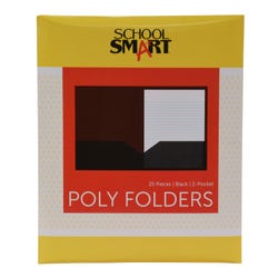 Image for School Smart 2-Pocket Poly Folders, Black, Pack of 25 from School Specialty