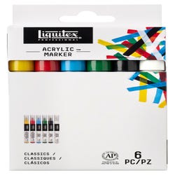 Image for Liquitex Professional Fine Tip Paint Markers, Assorted Primary Colors, Set of 6 from School Specialty