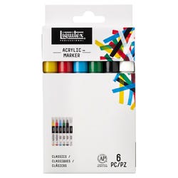 Liquitex Professional Fine Tip Paint Markers, Assorted Primary Colors, Set of 6 Item Number 1485666