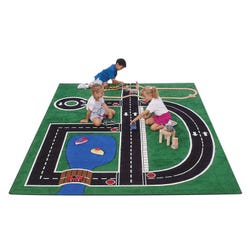 Image for Carpets for Kids Neighborhood Play Carpet, 5 Feet 10 Inches x 8 Feet 4 Inches, Rectangle, Green from School Specialty