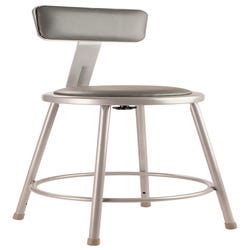 Image for National Public Seating Heavy Duty Vinyl Padded Steel Stool With Backrest, 24 Inches, Gray from School Specialty