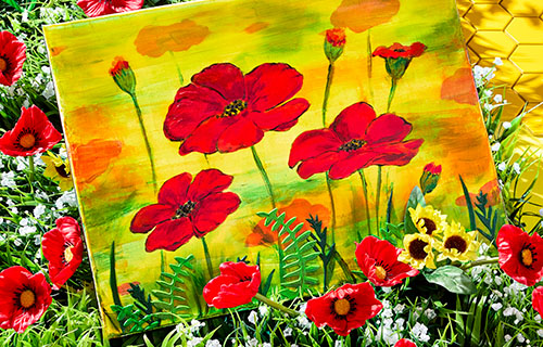Poppies with a Wax Effect