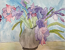 watercolor florals in a vase