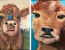 paintings of two cows