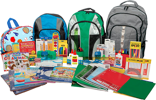 product bundle with backpack and school supplies