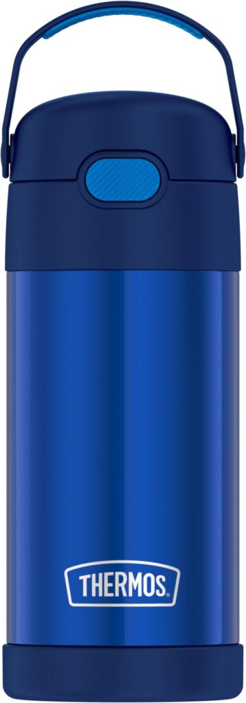 Thermos water bottle in dark blue