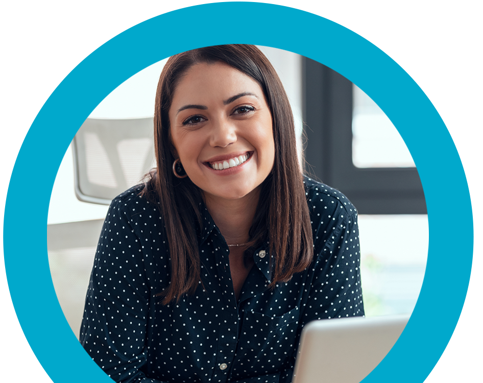 Person smiling in an office setting