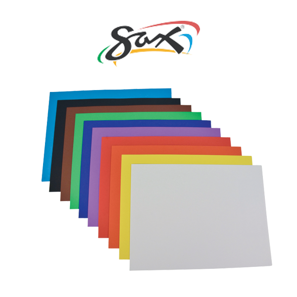 Sax logo above multicolored construction paper