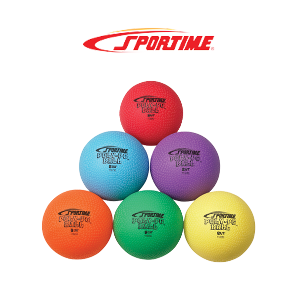 Sportime logo about a pyramid of multicolored kick balls